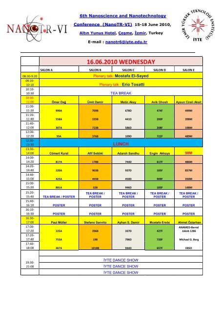 NANOTR6 CONFERENCE PROGRAM - NanoTR-VI