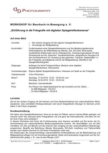 WORKSHOP für Beerbach-in-Bewegung e. V. - Dirk Dick Photography