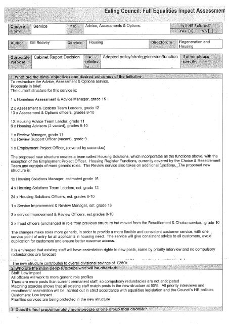 Gill Reavey Housing - Ealing Council