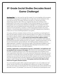 8th Grade Social Studies Decades Board Game Challenge!