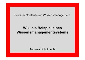 Wiki als Beispiel eines Wissensmanagementsystems