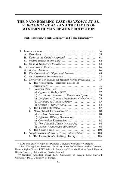 THE NATO BOMBING CASE (BANKOVIC ET AL. V. BELGIUM ET AL ...