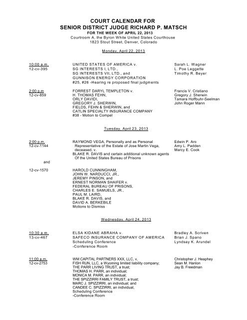 court-calendar-for-senior-district-judge-richard-p-matsch-colorado