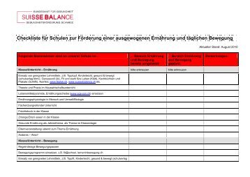 Checkliste ErnÃ¤hrung/Bewegung - Bike2school