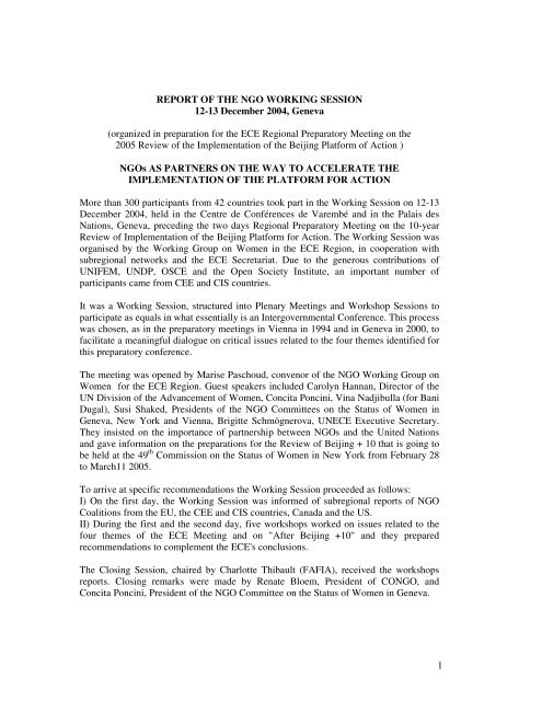 1 Report Of The Ngo Working Session 12 13 December 1 Report Of The Ngo Working Session 12 13 December