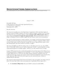 SUA Letter to USDA on TRQ Increase - Sweetener Users Association