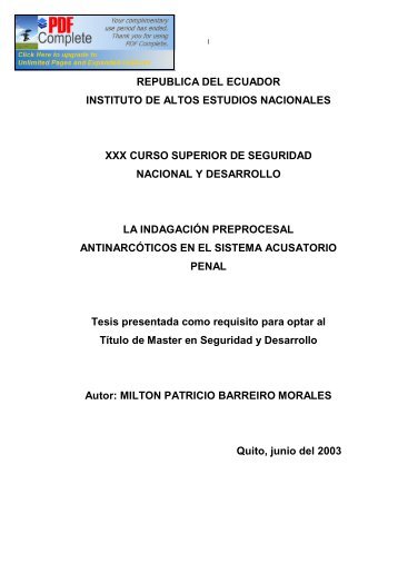 republica del ecuador instituto de altos estudios nacionales xxx ...