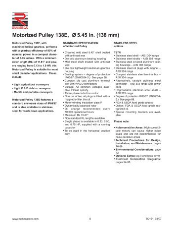 Motorized Pulley 138E, Ã 5.45 in. (138 mm)