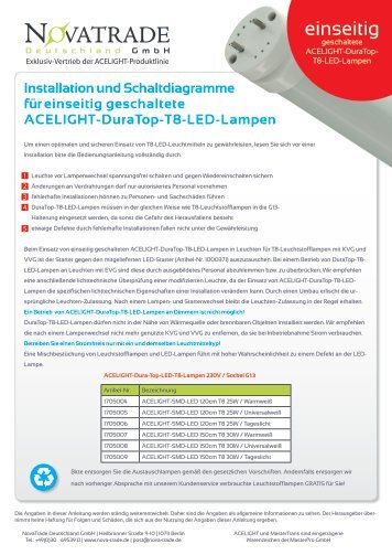 DuraTop-LED-T8-Einbau-einseitig - NovaTrade Deutschland GmbH