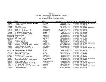 Vendor Name City Chq Amt Cheque No Chq Dt Payment Doc ... - Ntpc