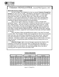 Volunteer NEWSLETTER - Second/Third Quarter, 2013