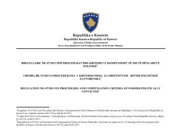 rregullore nr. 07/2013 - Republika e KosovÃ«s - Zyra e Kryeministrit