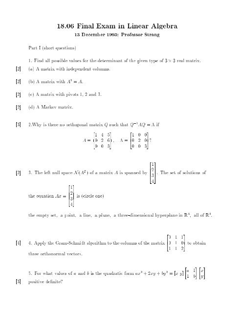 18-06-final-exam-in-linear-algebra