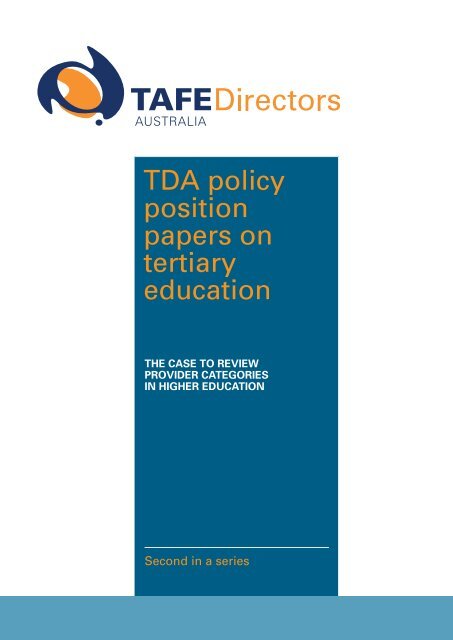 TDA policy position papers on tertiary education - TAFE Directors ...