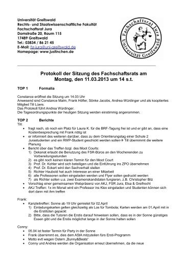 Protokoll vom 13.03.2013 - Fachschaftsrat Jura