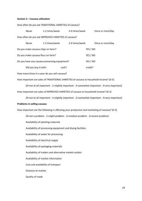 Constraints to smallholders participation in Cassava value ... - aaacp