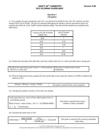 Ap chemistry 2004 free response answers