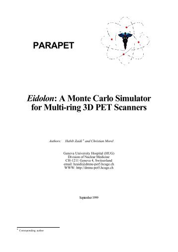 PARAPET Eidolon: A Monte Carlo Simulator for ... - PINLAB - HUG