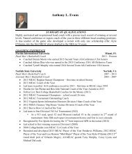 Anthony Evans's Resume - CoachesInc