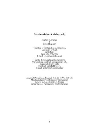 Metaheuristics: A bibliography - AUB- Olayan school of Business