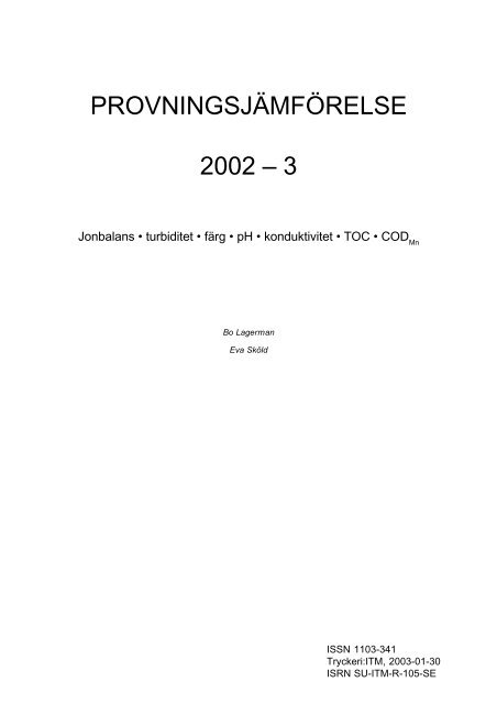 PROVNINGSJÃMFÃRELSE 2002 - 3 - ITM