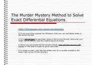 The Murder Mystery Method to Solve Exact Differential Equations