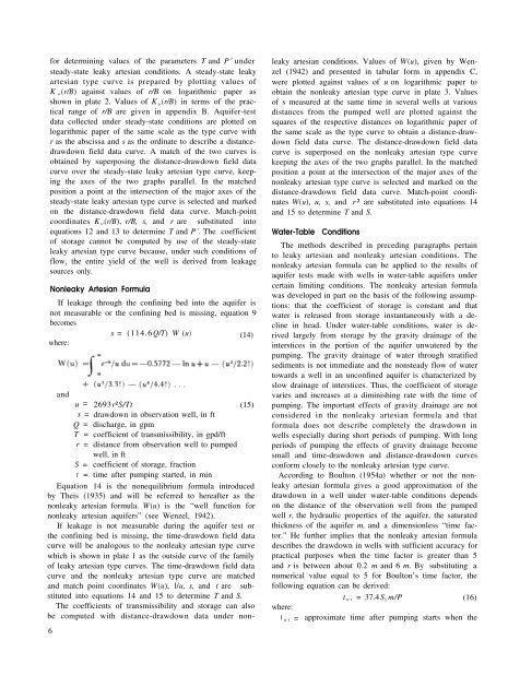 Selected Analytical Methods for Well and Aquifer Evaluation