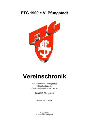 Vereinschronik - FTG 1900 e.V. Pfungstadt