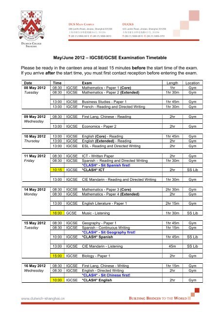 May/June 2012 â IGCSE/GCSE Examination Timetable Please be ...