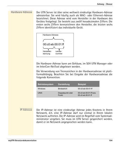 myUTN Benutzerdokumentation - SEH Computertechnik GmbH