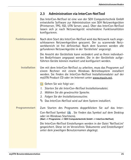 myUTN Benutzerdokumentation - SEH Computertechnik GmbH