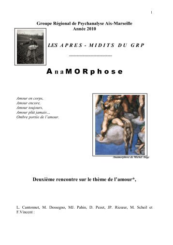 A n a M O R p h o s e - groupe rÃ©gional de psychanalyse