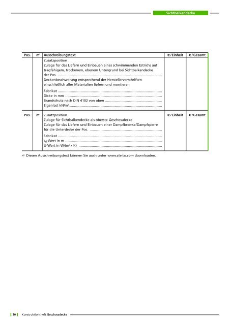 Konstruktionsheft Geschossdecke - Tepore