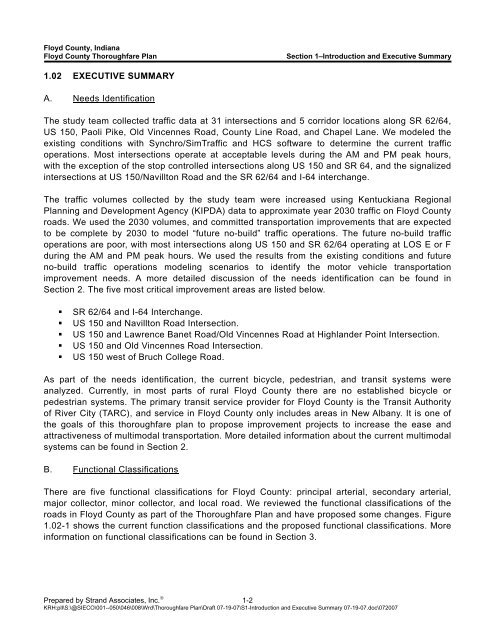 Floyd County Thoroughfare Plan - Floyd County Indiana - State of ...