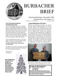 BURBACHER BRIEF - Heimatverein Alte Vogtei Burbach ev