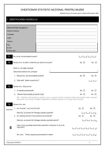CHESTIONAR STATISTIC NAÅ¢IONALPENTRU MUZEE - EGMUS