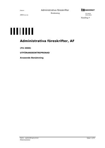 Administrativa fÃ¶reskrifter, AF - Banportalen