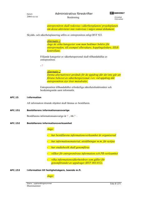 Administrativa fÃ¶reskrifter, AF - Banportalen