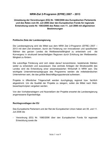 EFRE - NRW-EU Ziel 2-Programm 2000 - 2006