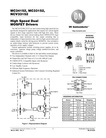 MC34152, MC33152, NCV33152 High Speed Dual MOSFET Drivers