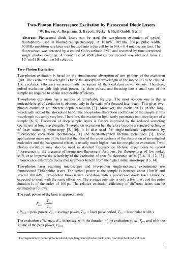 Two-Photon Fluorescence Excitation by Picosecond ... - Becker & Hickl