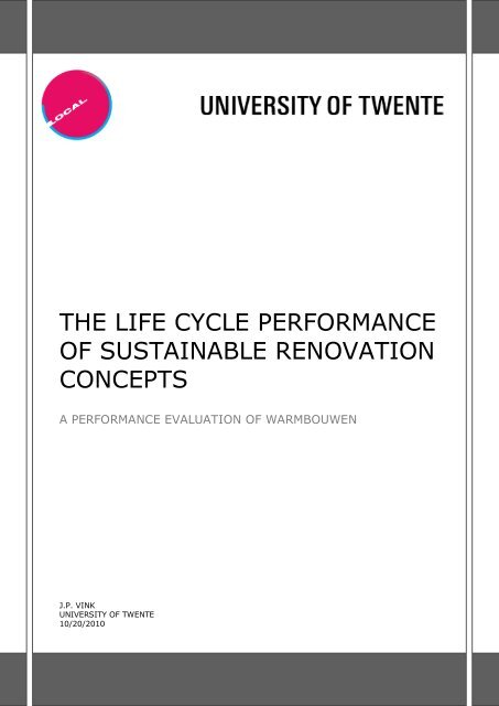 the life cycle performance of sustainable renovation concepts