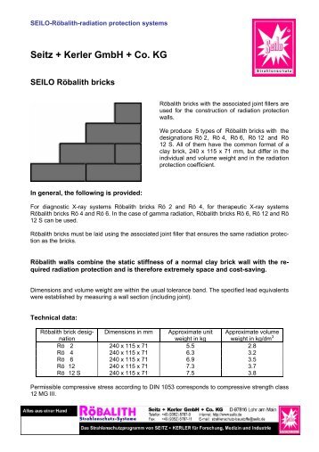 Seitz + Kerler GmbH + Co. KG SEILO Röbalith bricks