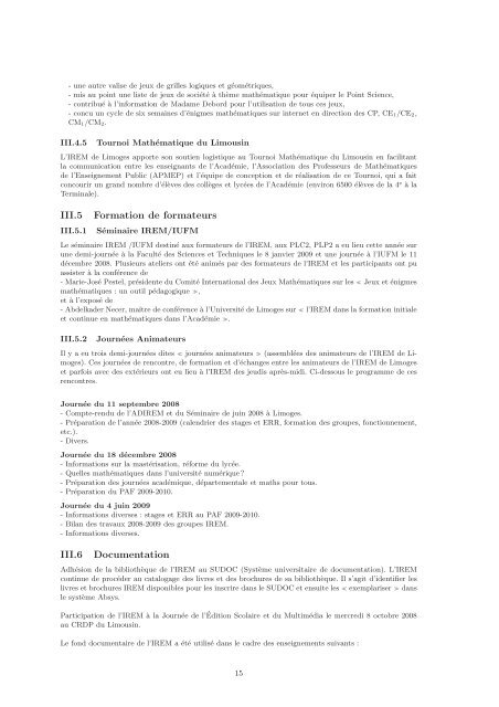 rapport d'activitÂ´es 2008-2009 projet d'activitÂ´es 2009-2010