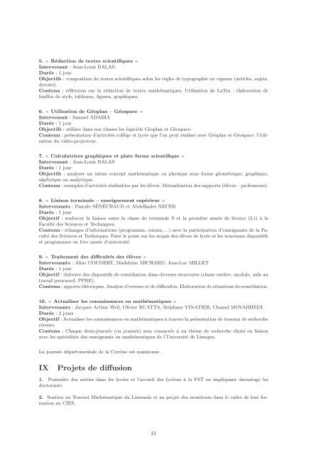 rapport d'activitÂ´es 2008-2009 projet d'activitÂ´es 2009-2010