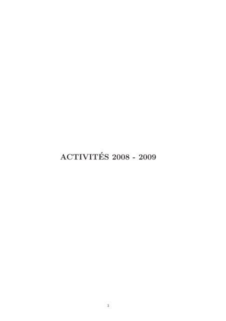 rapport d'activitÂ´es 2008-2009 projet d'activitÂ´es 2009-2010