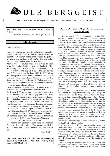 ISSN 1434-7989 - Mitteilungsblatt der Sektion Karpaten des DAV ...