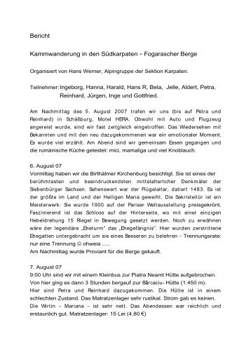 Bericht von Petra Maurer und Hans Werner - Sektion Karpaten
