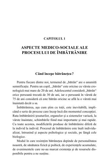 ASPECTE MEDICO-SOCIALE ALE PROCESULUI DE ÃMBÄTRÃNIRE