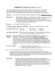 See sample syllabus - Department of Chemistry - University of Utah